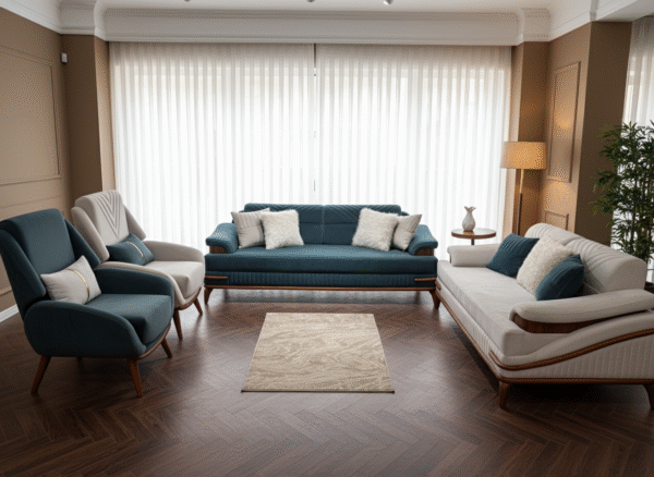 غرفة معيشة الأناقة الدافئة